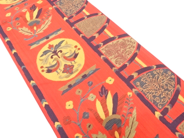 JAPANESE FUKURO OBI / WOVEN FLOWER & BIRD
